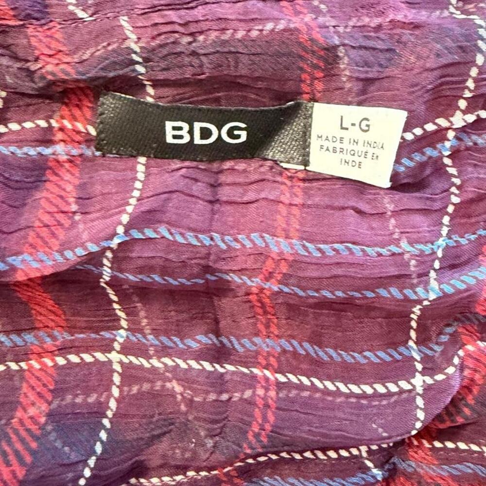 Bdg see through purple plaid button... - Picture 3 of 5